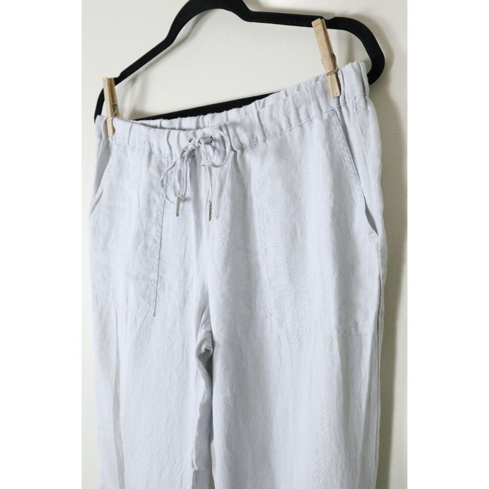 Pure Navy Brand Size M Woven Linen Pants Pull On Slim Leg Drawstring Light Gray - Picture 5 of 11